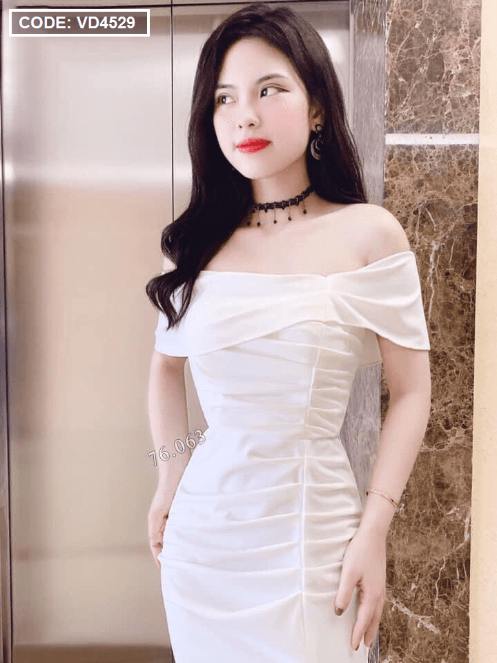 váy trễ vai nữ nơ ngực body tapta thiết kế cao cấp, đầm trễ vai dự tiệc  sang chảnh | Shopee Việt Nam