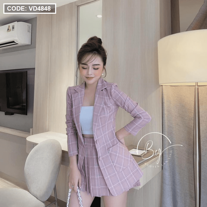 Set váy nữ vintage siêu hot - áo khoác cardigan mix chân váy xếp li phong  cách Hàn | Shopee Việt Nam