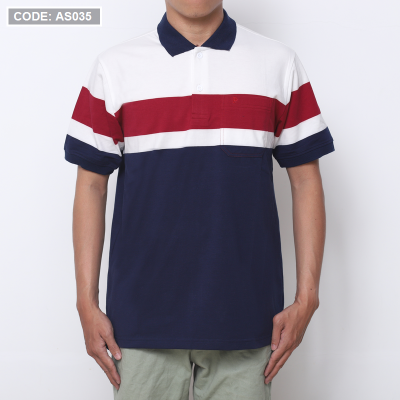 Áo Thun Polo Nam Phối Sọc Có Túi Áo Thun Polo Nam Phối Sọc Có Túi