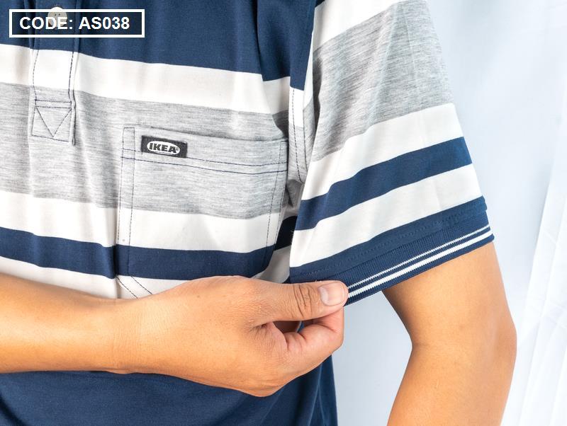 Áo thun nam sọc cổ bẻ phối có túi cao cấp