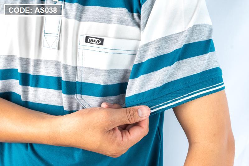 Áo thun nam sọc cổ bẻ phối có túi cao cấp