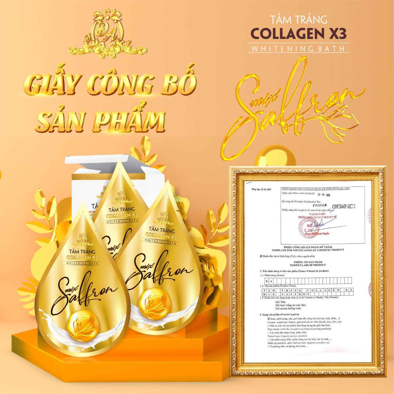 Tắm trắng Collagen X3 Luxury Mix Saffron Đông Anh