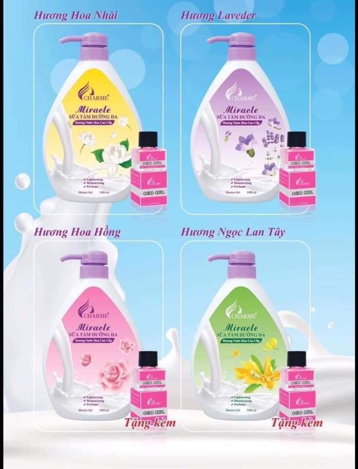 Sữa Tắm Nước Hoa Charme Miracle 1000ml Cho Nữ Hương Ngọc Lan Tây Sữa Tắm Nước Hoa Charme Miracle 1000ml Cho Nữ Hương Ngọc Lan Tây