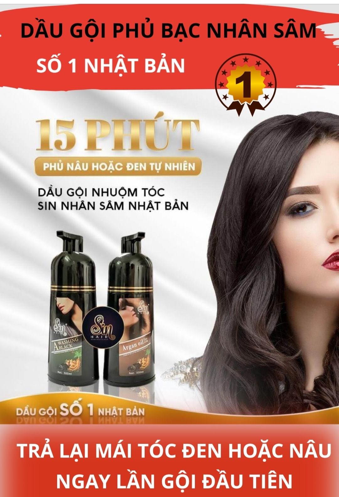 Bỏ sỉ dầu Gội Phủ Bạc Sin Hair Màu Đen