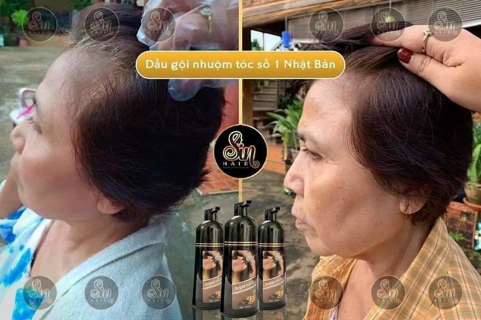 Bỏ sỉ dầu Gội Phủ Bạc Sin Hair Màu Đen
