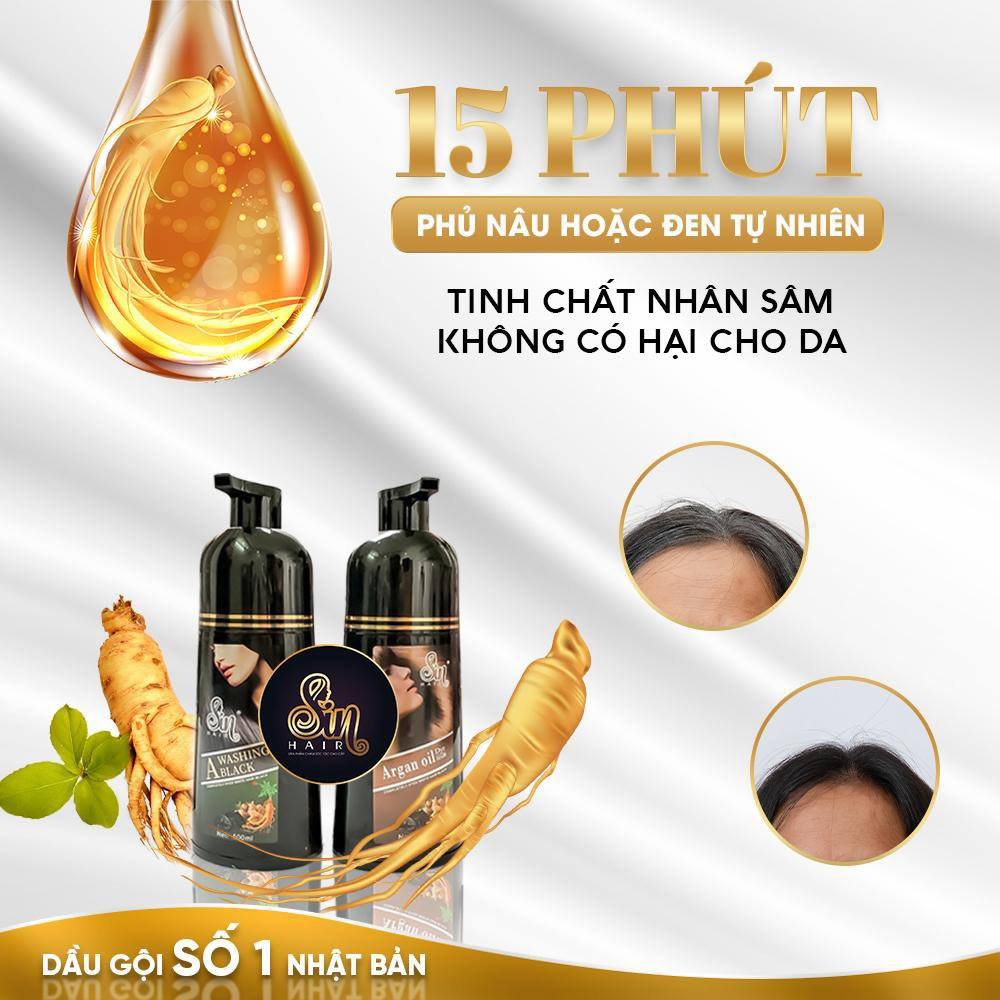 Bỏ sỉ dầu Gội Phủ Bạc Sin Hair Màu Đen