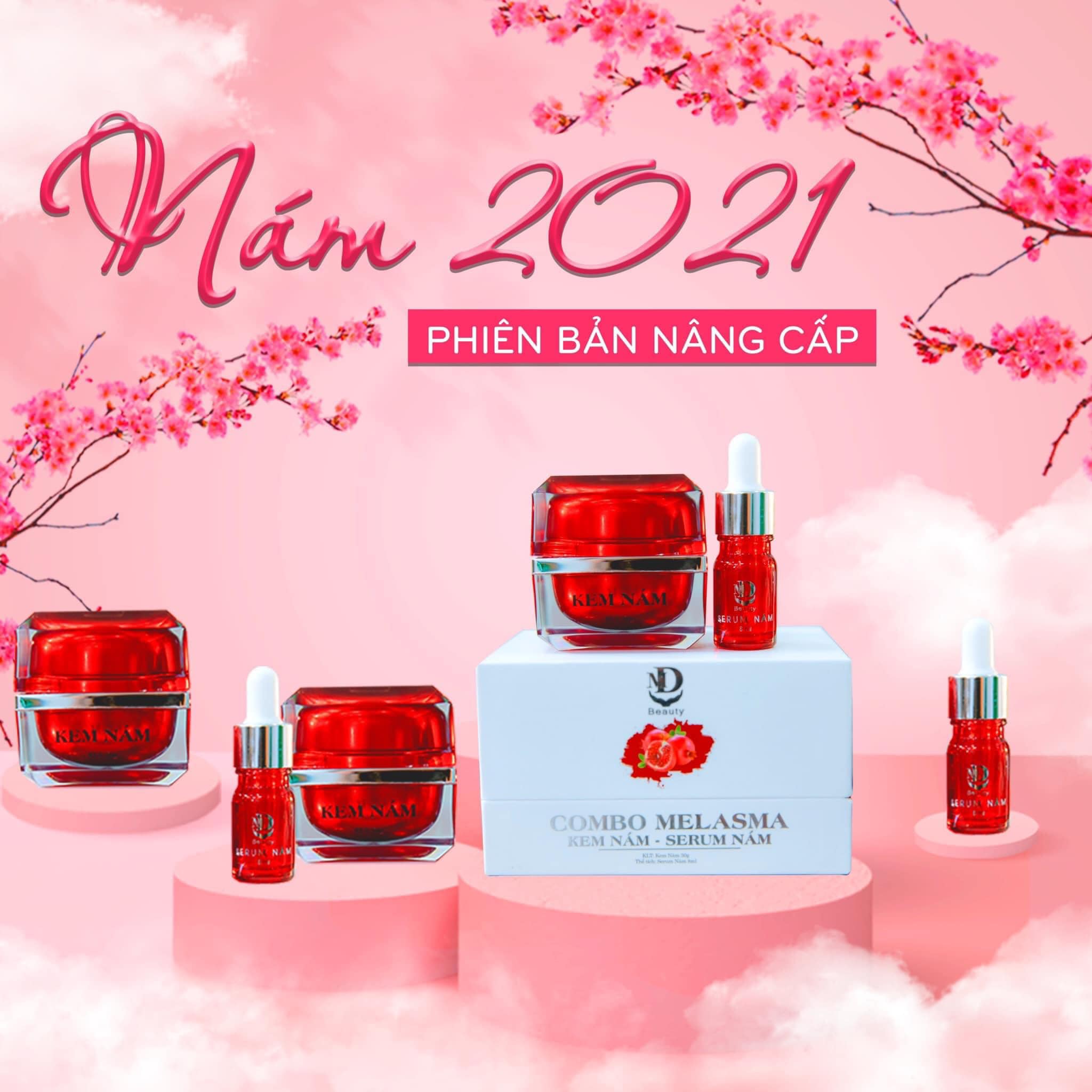 Combo Lựu Đỏ Kem Nám Melasma Và Serum Giảm Nám MD Beauty - 8938510826365