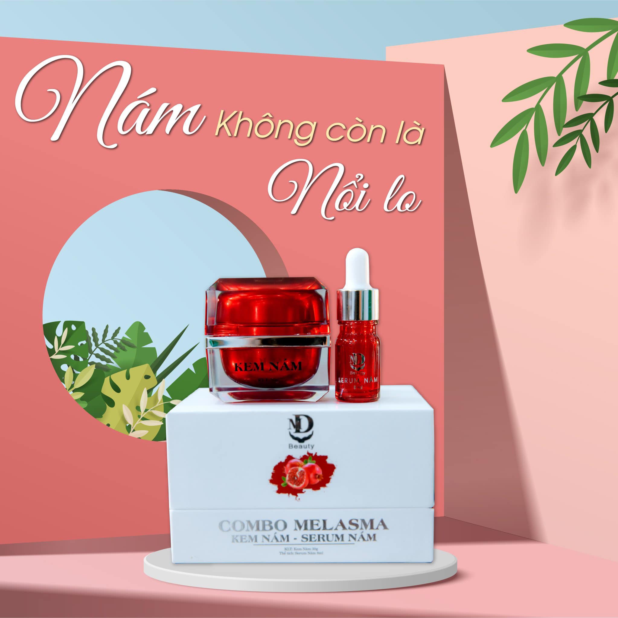 Combo Lựu Đỏ Kem Nám Melasma Và Serum Giảm Nám MD Beauty - 8938510826365