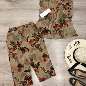 Đồ bộ nữ cài nút sát nách quần lỡ vải tole