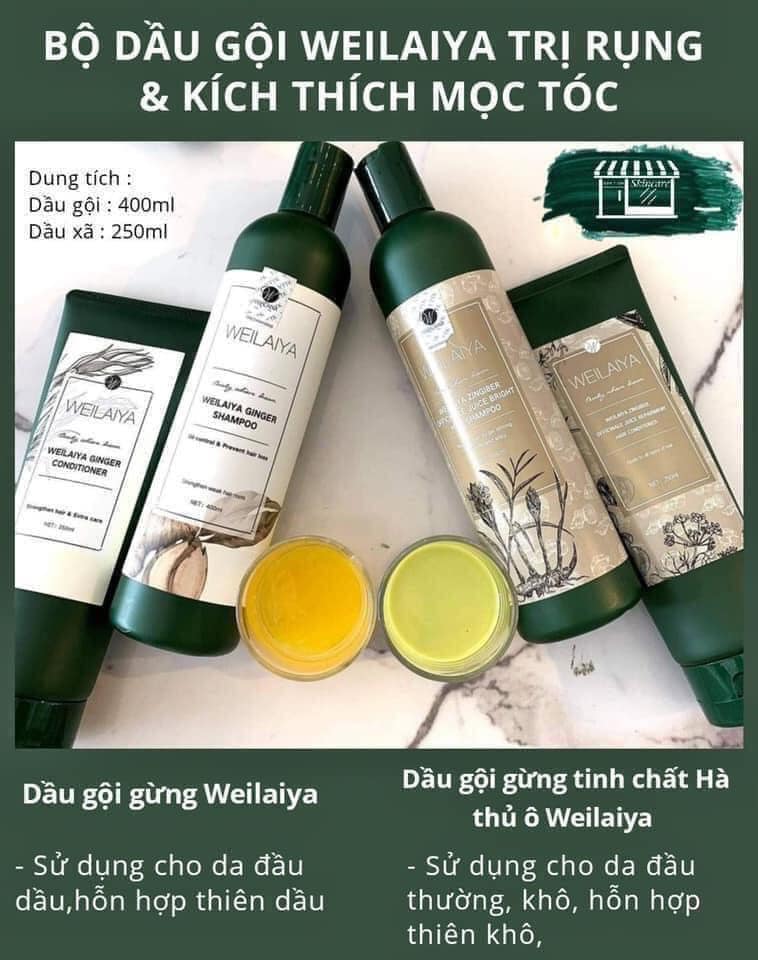 Combo dầu gội xả mọc tóc Weilaiya chiết xuất gừng xả