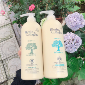 Cặp dầu gội xả Biotin Collagen trắng 1000ml Chính Hãng