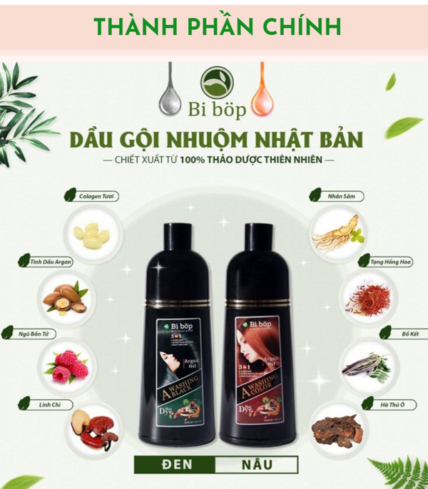 Dầu gội Bibop thảo dược màu nâu