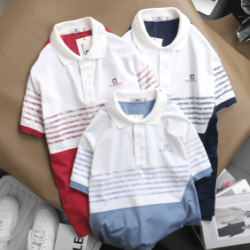 Áo thun nam Polo in sọc màu cao cấp - CS154