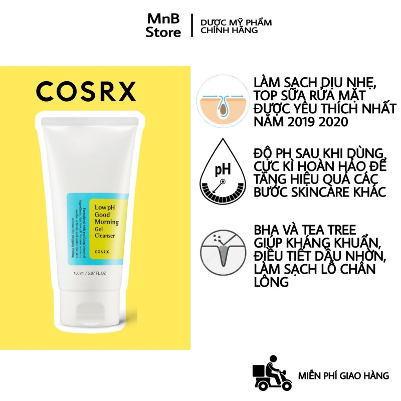 Sữa rửa mặt Cosrx Low PH Good Morning Gel Cleanser 150ml Sữa rửa mặt Cosrx Low PH Good Morning Gel Cleanser 150ml