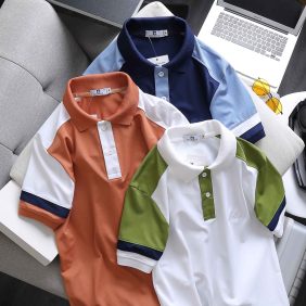 Áo thun nam có cổ phối màu thêu logo - CS155