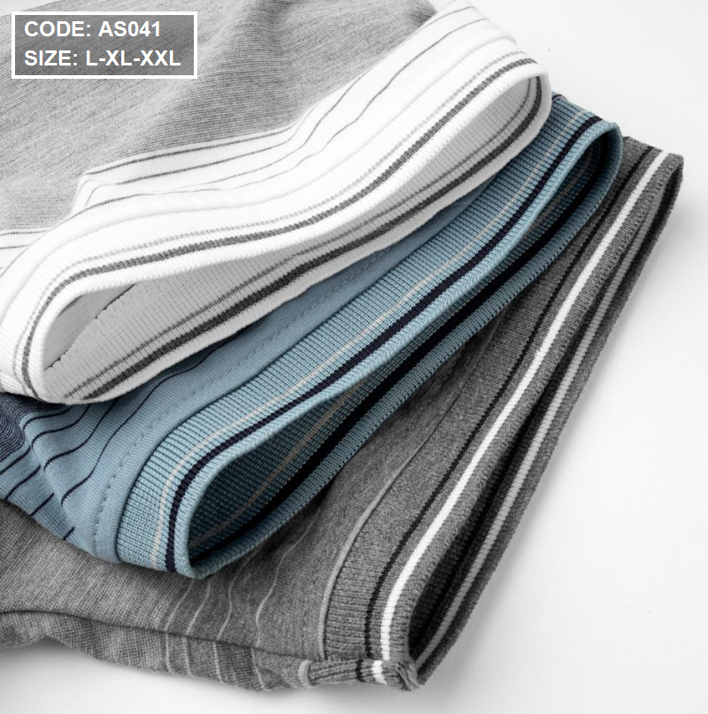 Áo Thun Sọc Nam Có Cổ Phối Viền Có Túi Thun Cotton