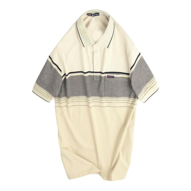 Áo Thun Sọc Nam Có Cổ Phối Viền Có Túi Thun Cotton
