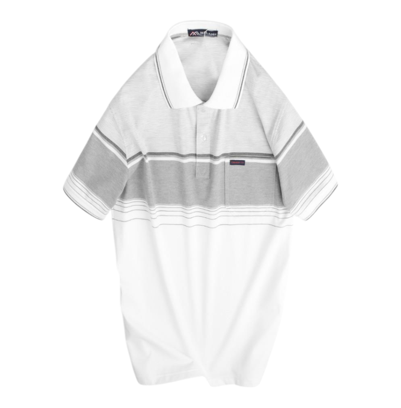 Áo Thun Sọc Nam Có Cổ Phối Viền Có Túi Thun Cotton