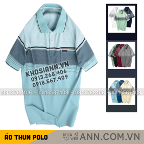 Áo Thun Sọc Nam Có Cổ Phối Viền Có Túi Thun Cotton - AS041