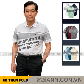 Áo Thun Sọc Nam Có Cổ Phối Viền Có Túi Thun Cotton - AS041