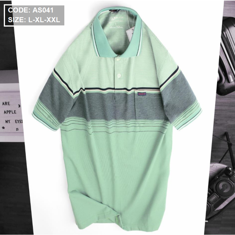 Áo Thun Sọc Nam Có Cổ Phối Viền Có Túi Thun Cotton