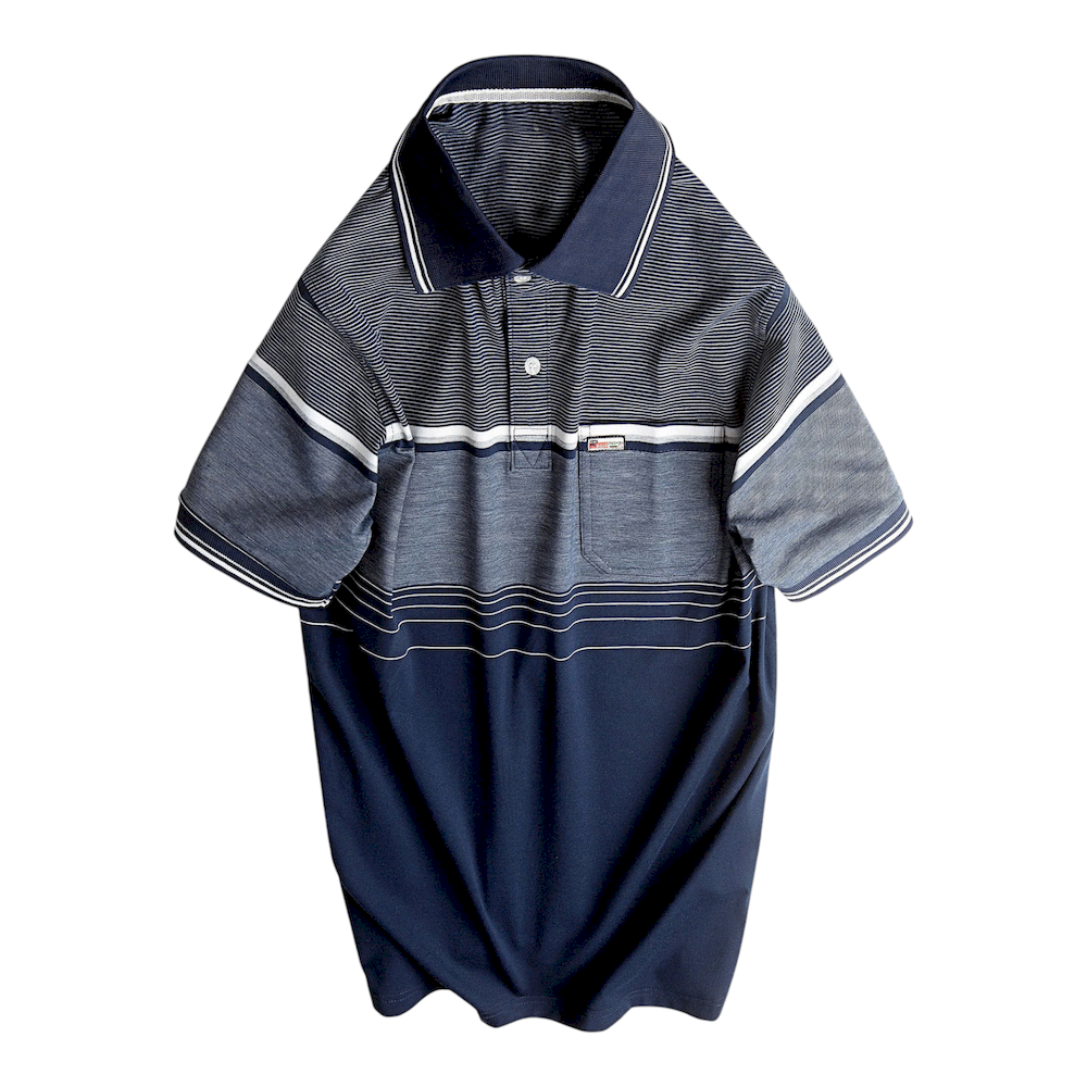 Áo Thun Sọc Nam Có Cổ Phối Viền Có Túi Thun Cotton
