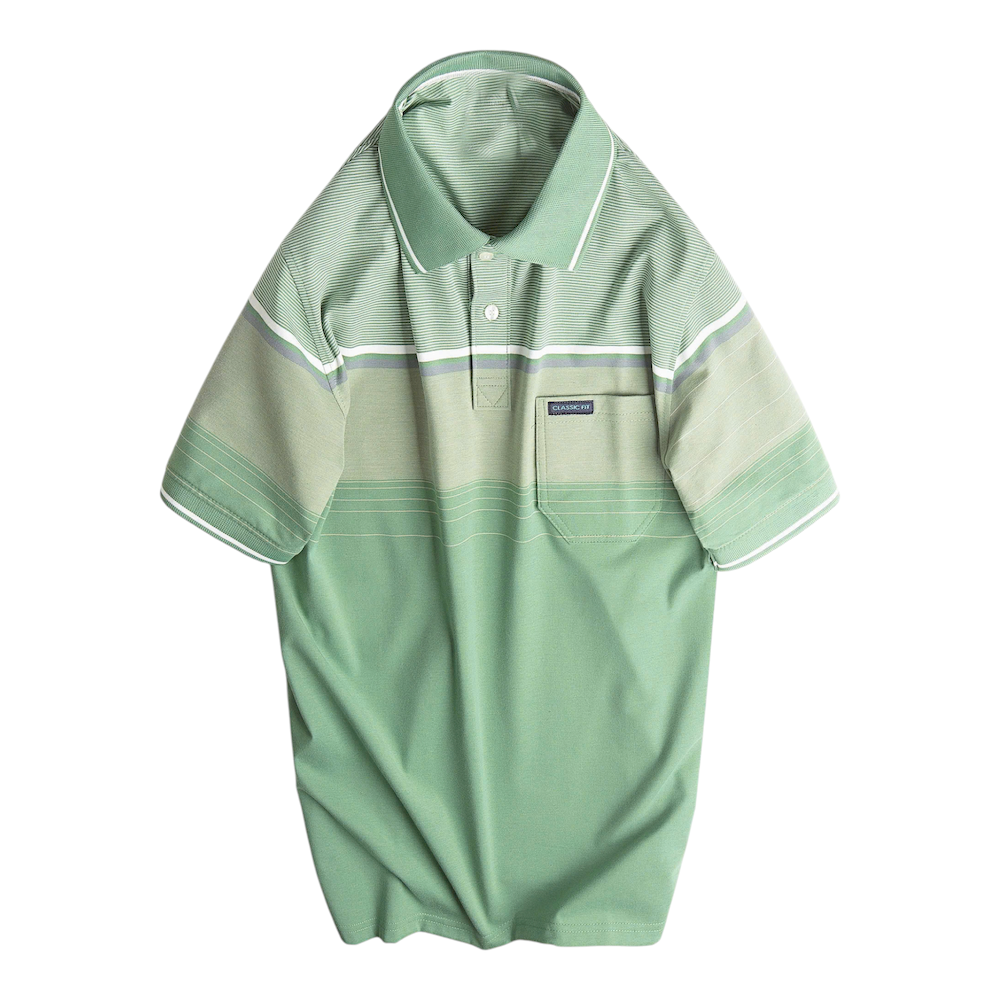 Áo Thun Sọc Nam Có Cổ Phối Viền Có Túi Thun Cotton