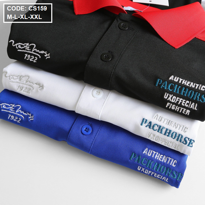 15731-z2944456846365-a487615bcf27b30cd331feb48b06b177-7.png Áo Thun Nam Cá Sấu Poly Cổ Bẻ Ghép Vải Thêu Chữ - CS159