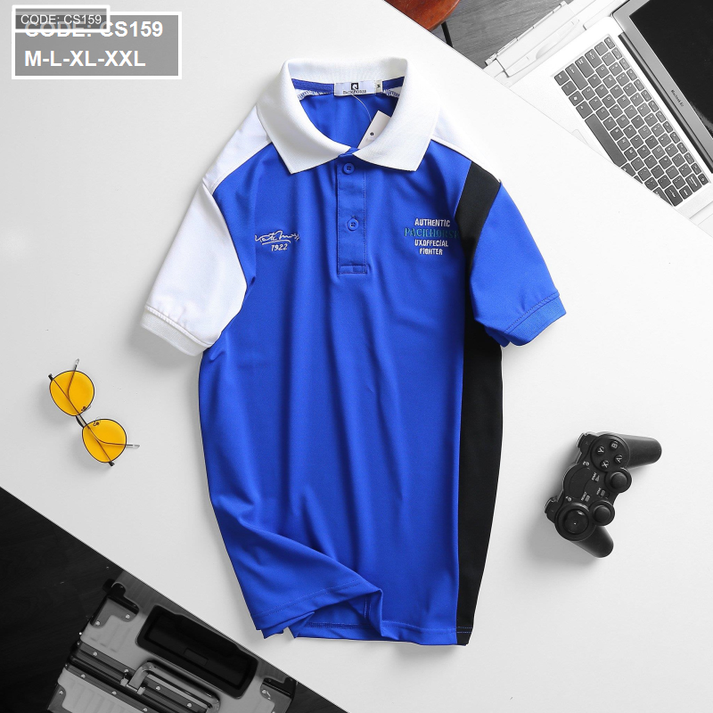 15731_15731-z2944456868012-d414688db6070b2476ea20e797c324fb_20251001004724-4.png Áo Thun Nam Cá Sấu Poly Cổ Bẻ Ghép Vải Thêu Chữ - CS159