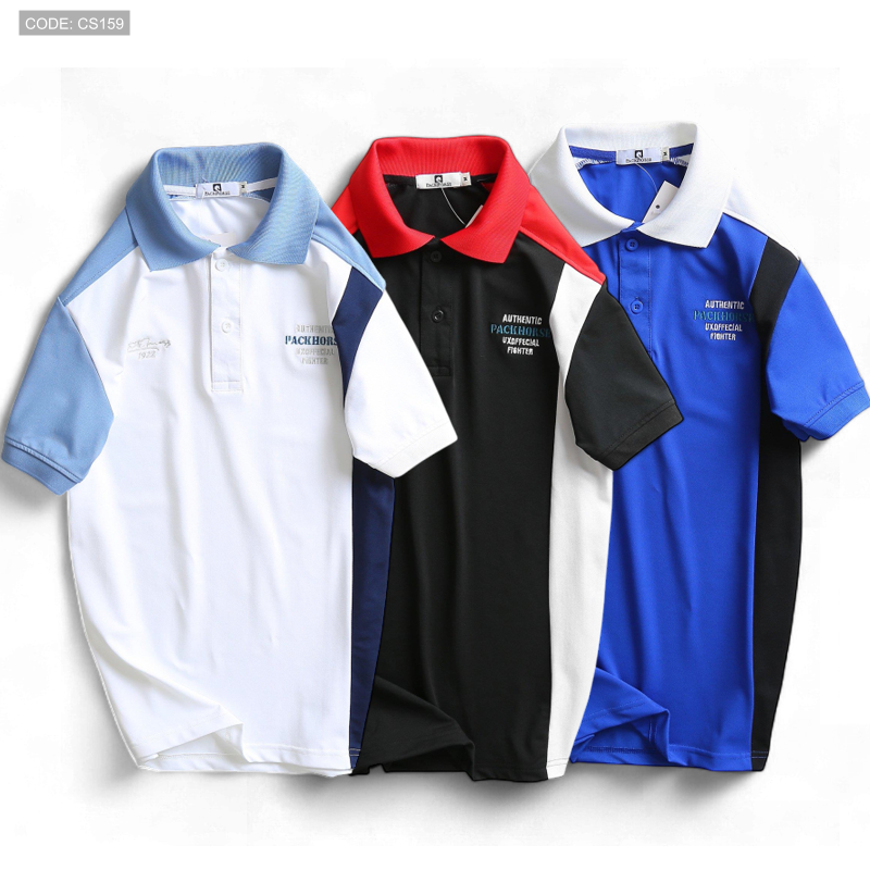 15731_cs1291_20251001004721-4.png Áo Thun Nam Cá Sấu Poly Cổ Bẻ Ghép Vải Thêu Chữ - CS159