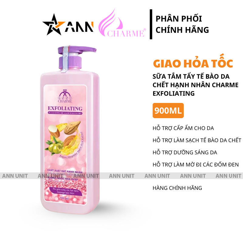16130_1_20250913173522-4.png Sữa Tắm Cho Nữ Tẩy Tế Bào Da Chết Charme Exfoliating Hạt Hạnh Nhân Hương Nước Hoa Pháp 900ml - 8936194691552