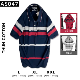 Áo Thun Sọc Nam Trung Niên Cổ Bẻ Có Túi - AS047