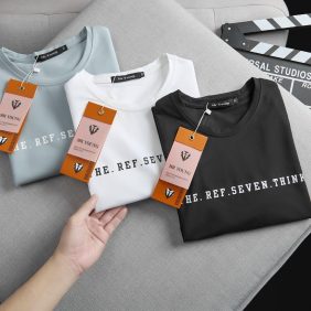 Áo thun nam cổ tròn in chữ - AB414