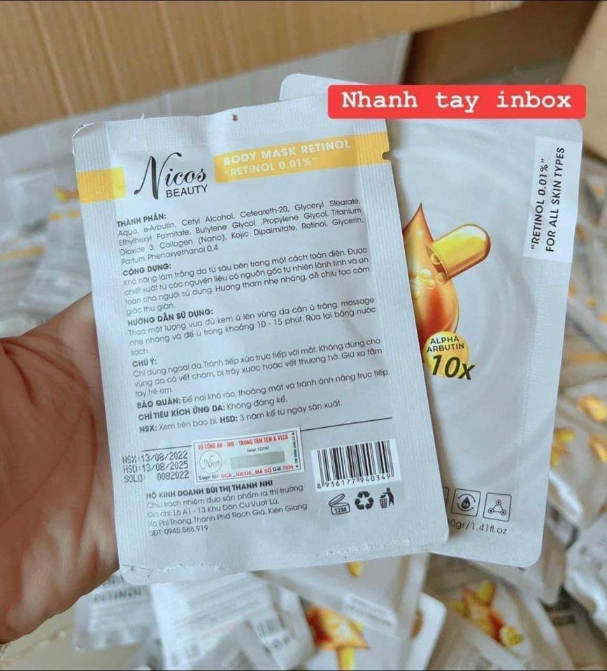 Kem body Retinol Nicos beauty chính hãng Kem body Retinol Nicos beauty chính hãng