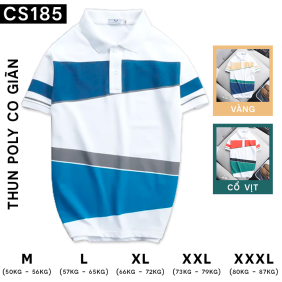 Áo Thun Polo Nam Cá Sấu Poly Phối Kẻ Sọc Màu (Có Size 3XL) - CS185