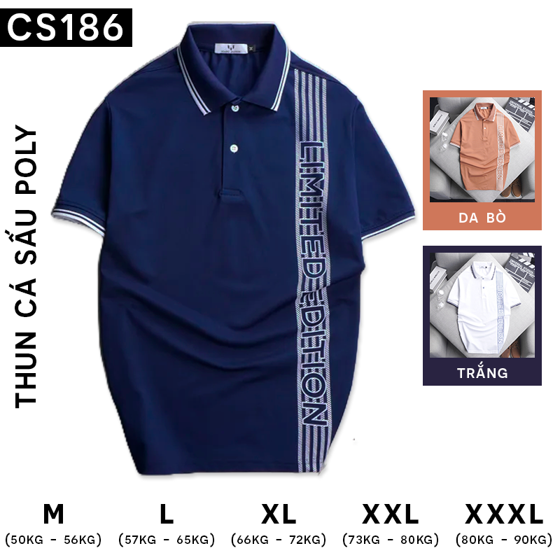 Shop sỉ áo Thun Nam Có Cổ Cá Sấu Poly Phối Họa Tiết Sọc (Có Size 3XL)
