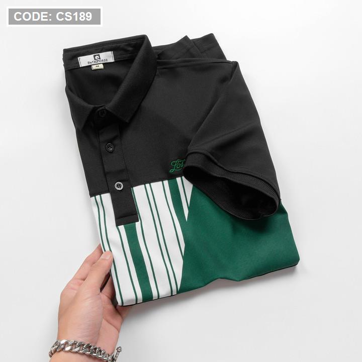 Áo Thun Nam Có Cổ Phối Họa Tiết Sọc Ngang Cá Sấu Poly (Có Size 3XL)