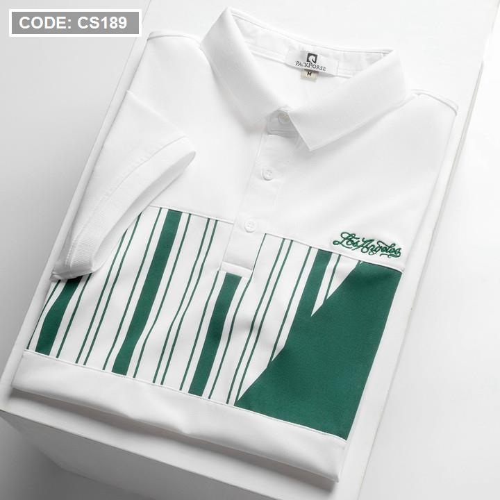 Áo Thun Nam Có Cổ Phối Họa Tiết Sọc Ngang Cá Sấu Poly (Có Size 3XL)
