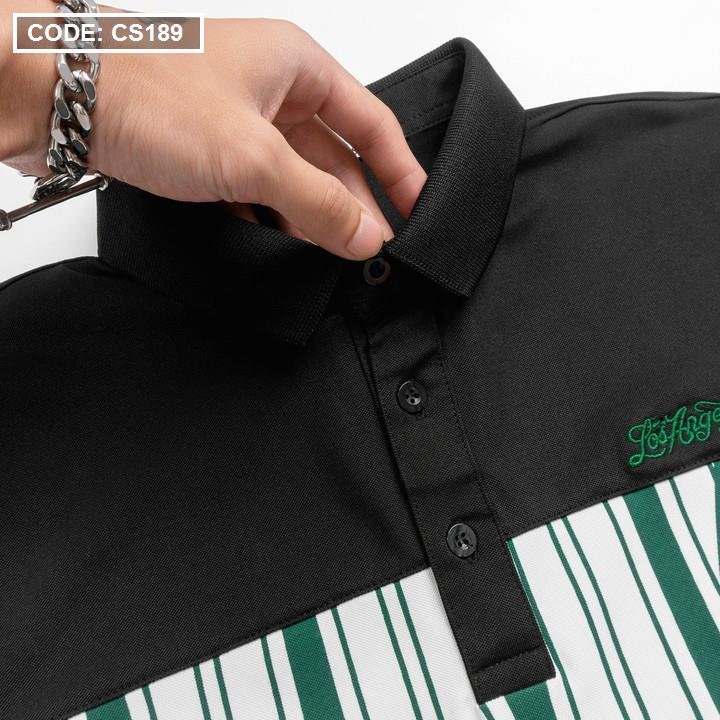 Áo Thun Nam Có Cổ Phối Họa Tiết Sọc Ngang Cá Sấu Poly (Có Size 3XL)
