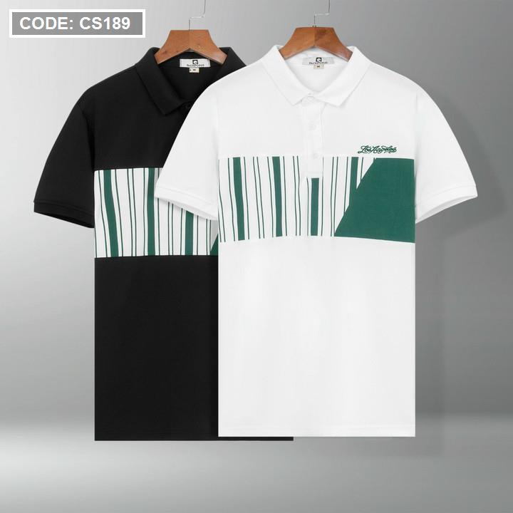 Áo Thun Nam Có Cổ Phối Họa Tiết Sọc Ngang Cá Sấu Poly (Có Size 3XL)
