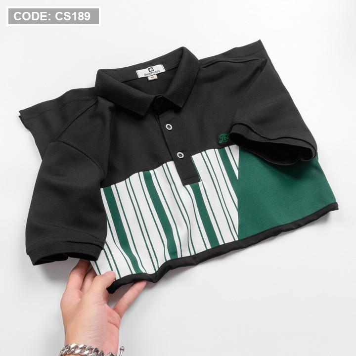 Áo Thun Nam Có Cổ Phối Họa Tiết Sọc Ngang Cá Sấu Poly (Có Size 3XL)