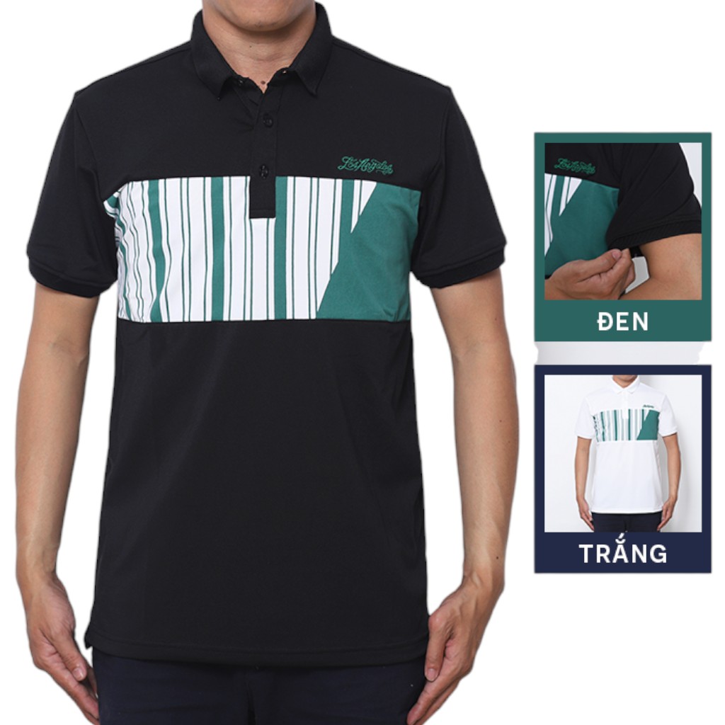 Áo Thun Nam Có Cổ Phối Họa Tiết Sọc Ngang Cá Sấu Poly (Có Size 3XL)