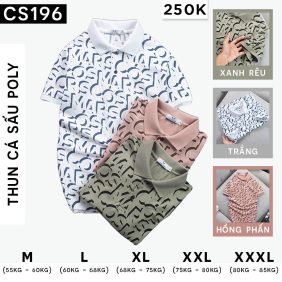 Áo Thun Nam Cá Sấu Poly In Chữ Cái (Có size 3x) - CS196