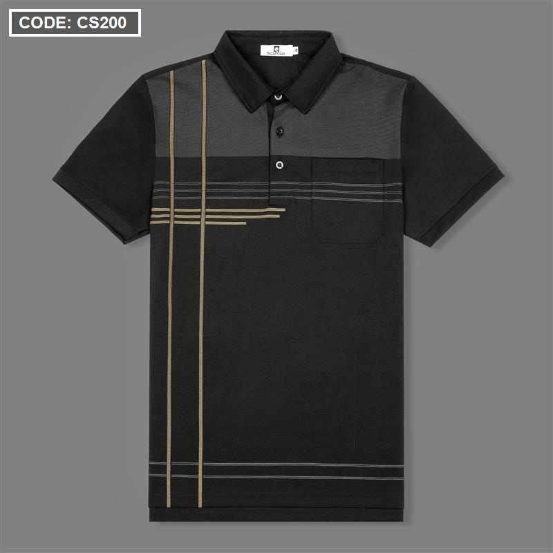 Bỏ sỉ áo Thun Nam Cổ Bẻ Sọc Nhuyễn Phối Túi (Có Size 3x)