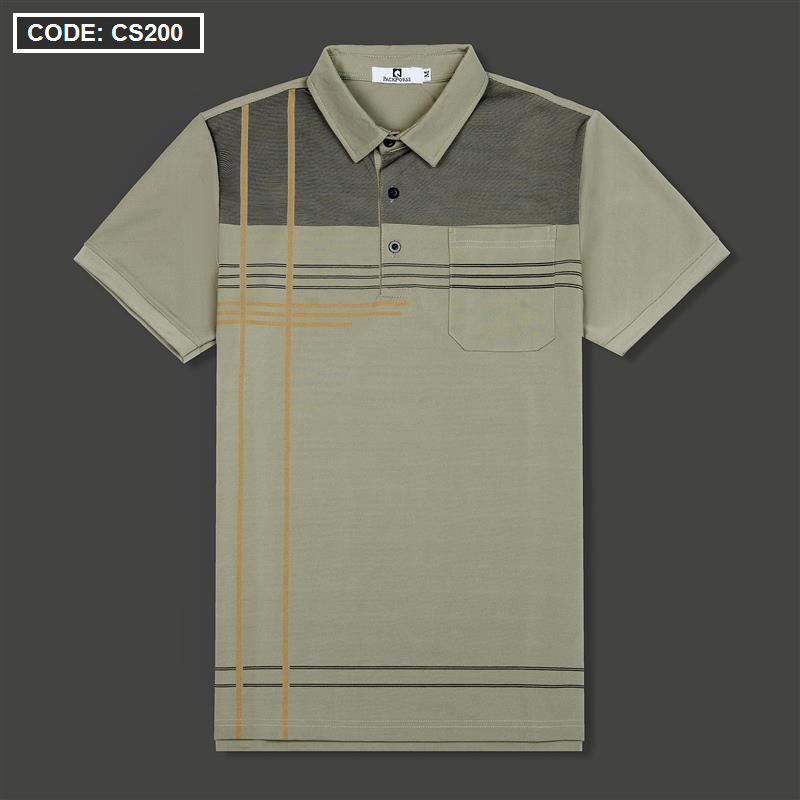 Bỏ sỉ áo Thun Nam Cổ Bẻ Sọc Nhuyễn Phối Túi (Có Size 3x)