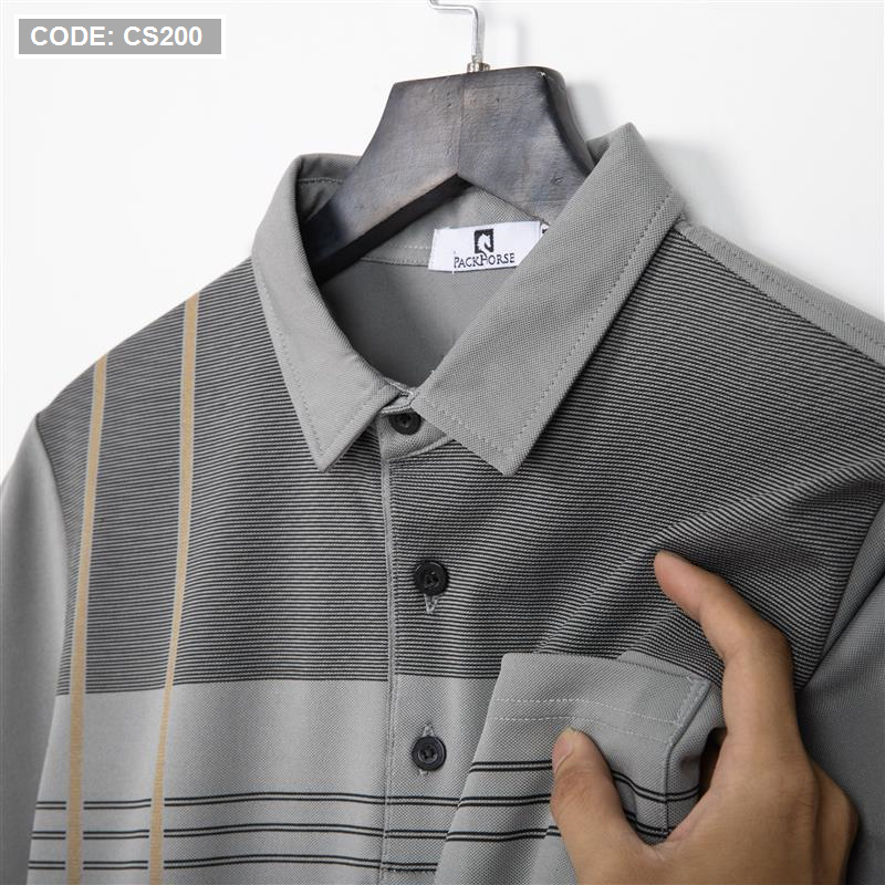 Bỏ sỉ áo Thun Nam Cổ Bẻ Sọc Nhuyễn Phối Túi (Có Size 3x)