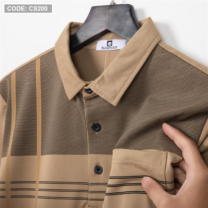 Bỏ sỉ áo Thun Nam Cổ Bẻ Sọc Nhuyễn Phối Túi (Có Size 3x)