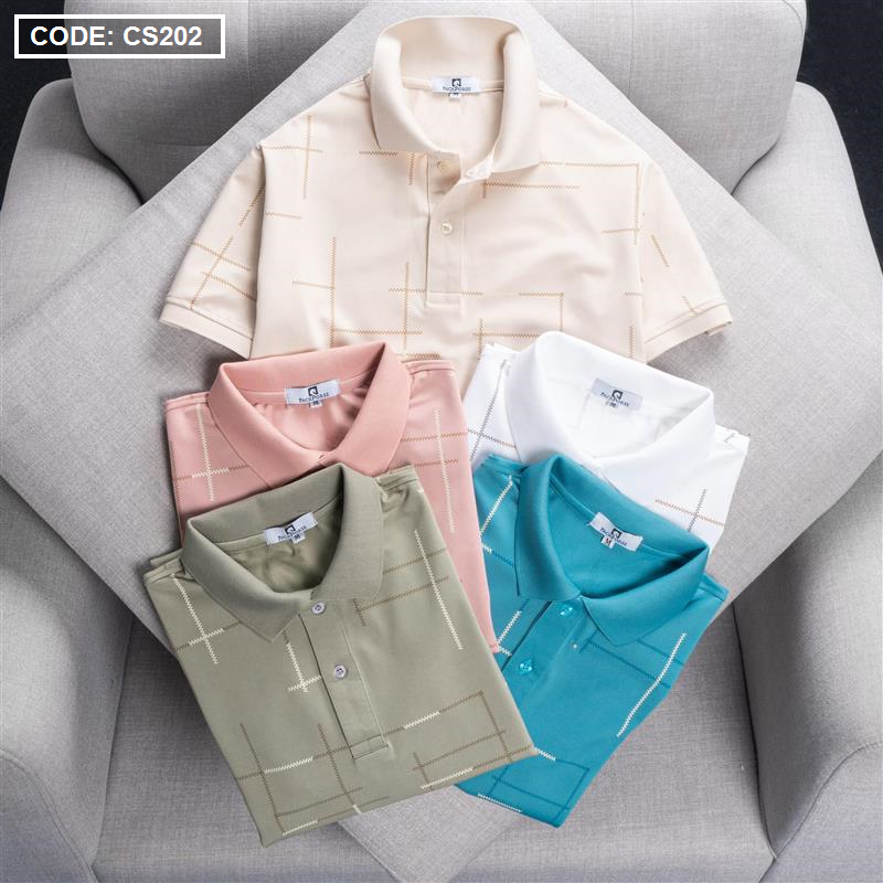 Áo Thun Nam Cổ Bẻ Phối Hoạ Tiết Kẻ Sọc (Có size 3x)