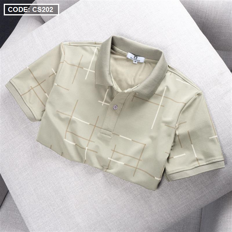 Áo Thun Nam Cổ Bẻ Phối Hoạ Tiết Kẻ Sọc (Có size 3x)