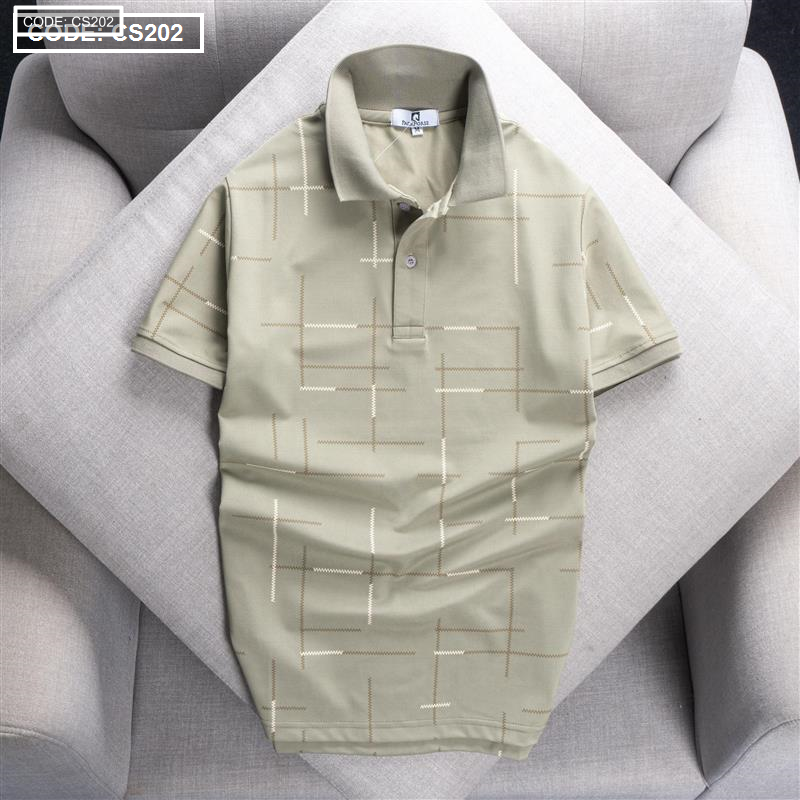 Áo Thun Nam Cổ Bẻ Phối Hoạ Tiết Kẻ Sọc (Có size 3x)